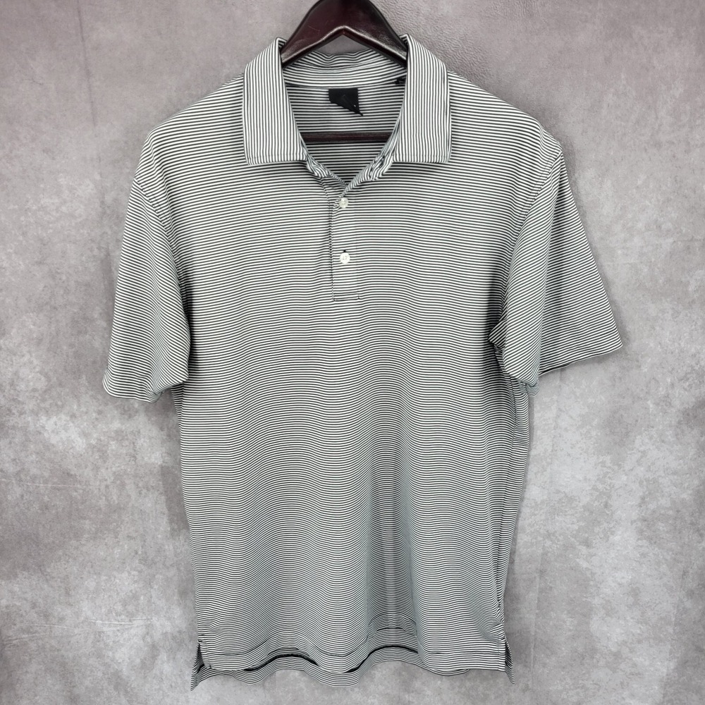 Dunning Golf Polo Shirt Mens Large Black Striped Short Sleeve Golf Casual‎